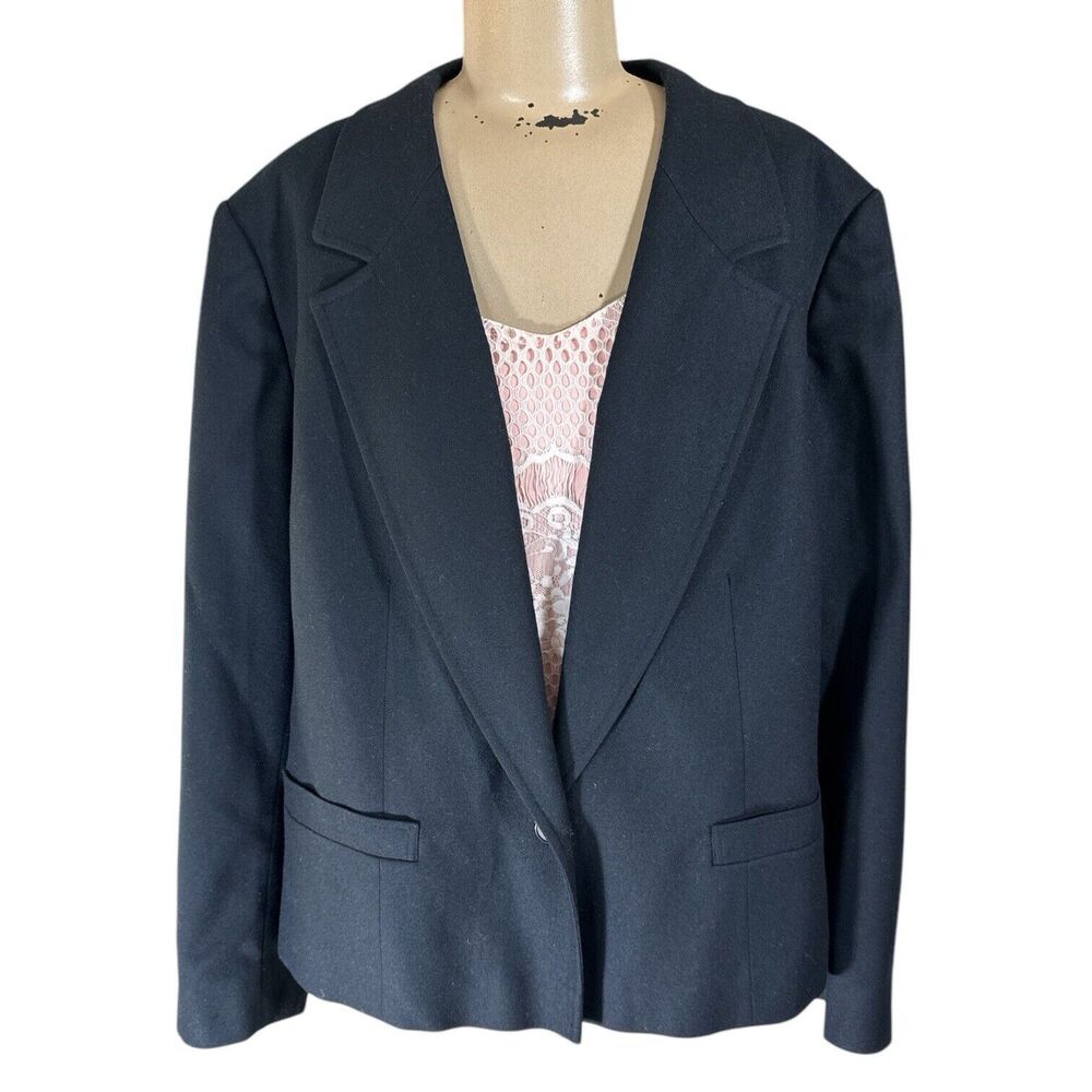 Pendleton Women's 22W Black Blazer Jacket 100% Virgin Wool USA Made